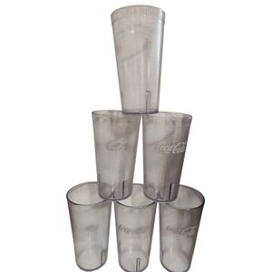 New (6) Coke Coca Cola Restaurant Clear Plastic Tumblers Cups 16‎ oz